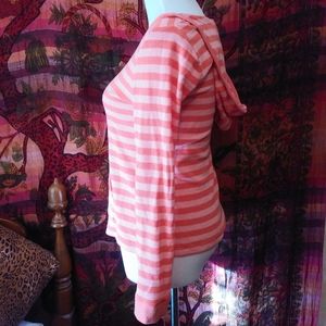 Talbots striped long sleeved hooded shirt